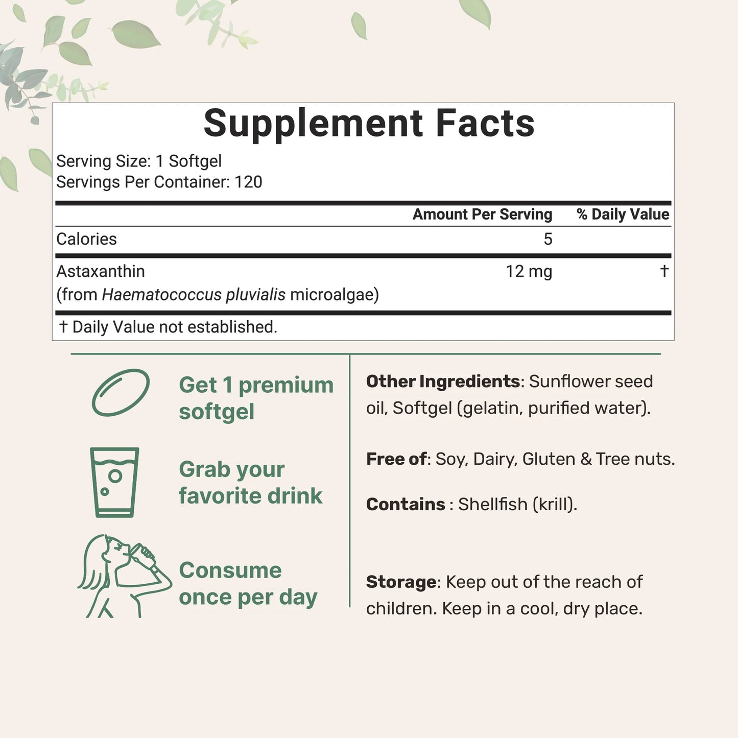 Micro Ingredients Astaxanthin 12mg | Supports Eye, Joint, Internal Circulation, Skin Health & Natural Tanning